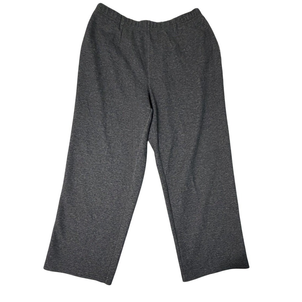 La Panache Wide-Leg Sweatpants Dark Grey‎ Heather Plus Size 1X Rhinestone Detail